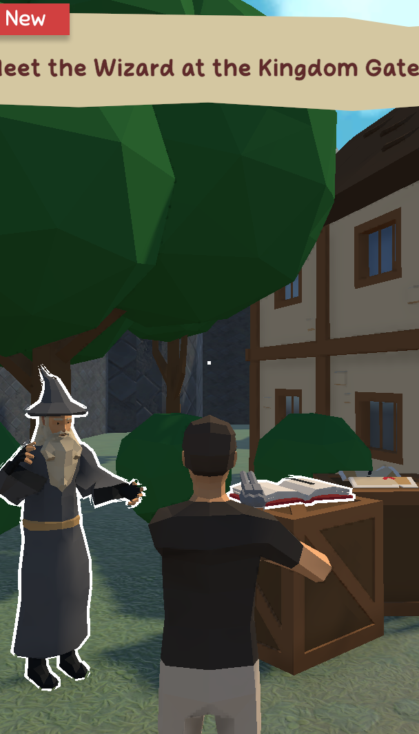 New task prompt to meet the wizard at the kingdom gate
